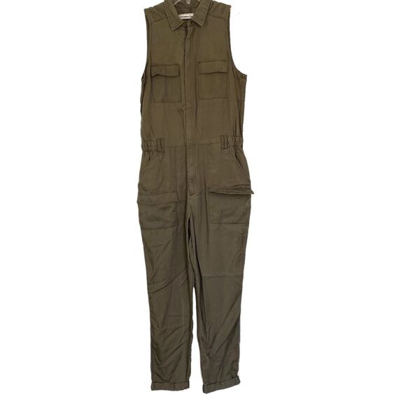 Abercrombie Fitch Green Sleeveless Utility Jumpsuit Playsuit Size Small Tall - Picture 1 of 12